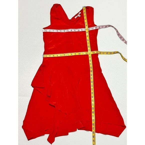 Derek Lam 10 Crosby Flamenco Asymmetrical V Neck Tank Dress Sleeveless Red 0 - Picture 12 of 16